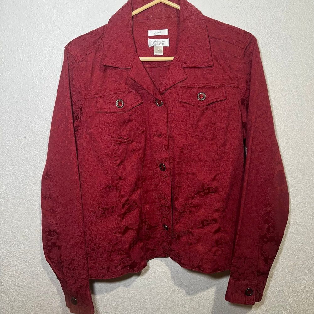 Christopher & Banks‎ Stretchy Floral Print Shirt Jacket Size M